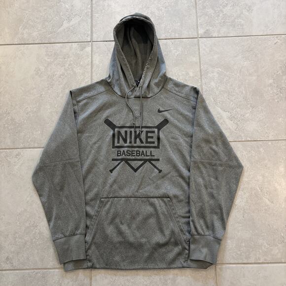 Nike Baseball Hoodie Mens Large Pullover Fleece Lined Sweatshirt Graphic Logo - Picture 1 of 7